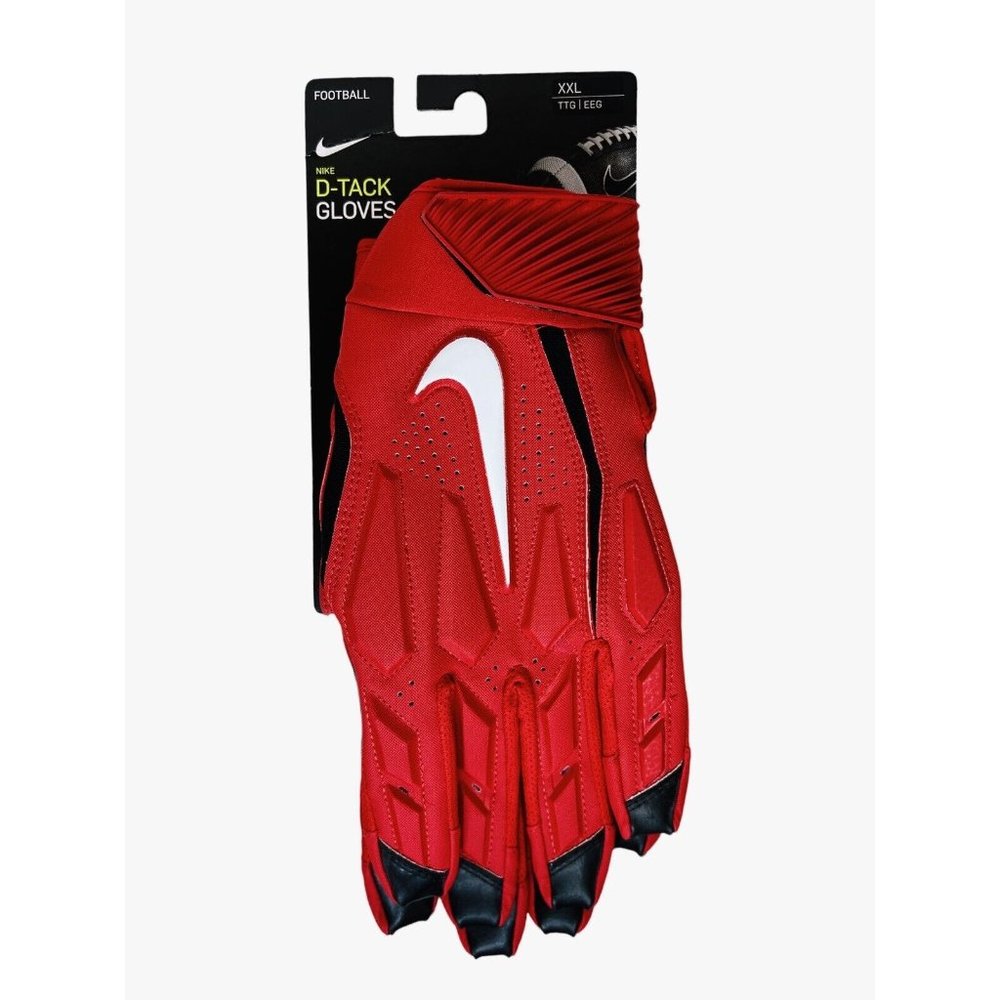 Nike D-Tack Red Lineman Football Gloves CK2926-636 Red/Black Mens Size 2XL
